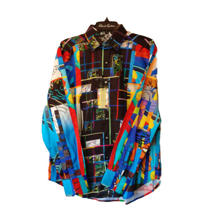 Robert Graham - Colorful Long Sleeve - Men's Medium top Button Down Classic Fit