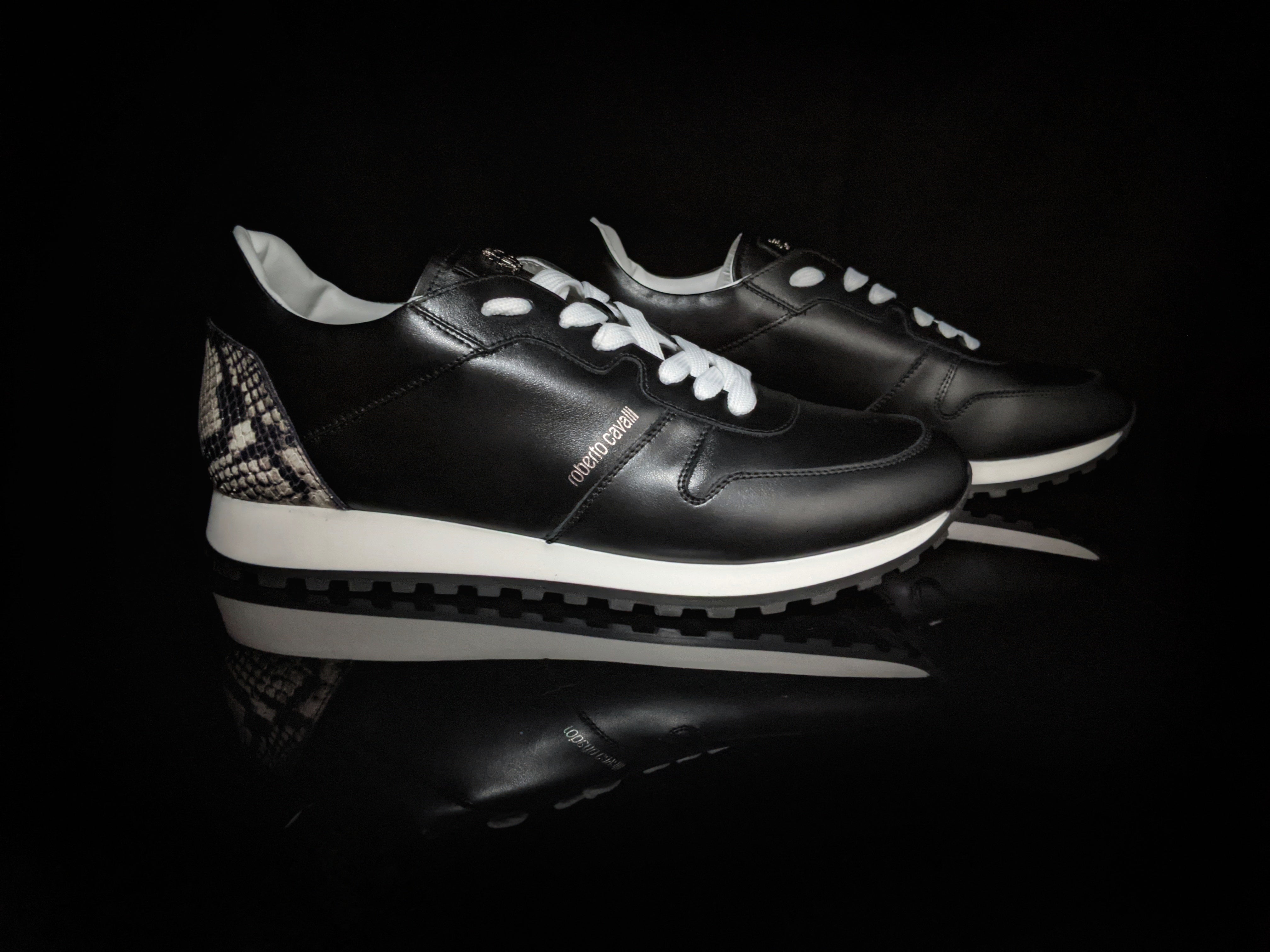 Roberto Cavalli Snakeskin Embossed Leather Sneakers – BG Gear Co