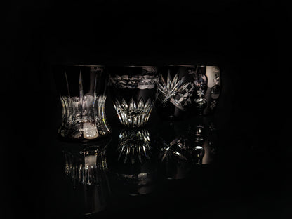 Faberge black crystal shot glasses NIB