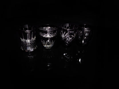 Faberge black crystal shot glasses NIB