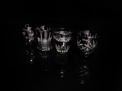 Faberge black crystal shot glasses NIB