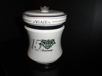 Viaje 15th Anniversary Silver Cigar Ceramic Jar Humidor NIB