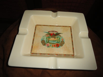 San Cristobal Ceramic Large Ashtray. 10" L x 9.25" W x 2" H