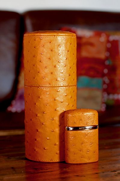 Brizard and Co. The "Triple Jet" Table Lighter - Ostrich Tan