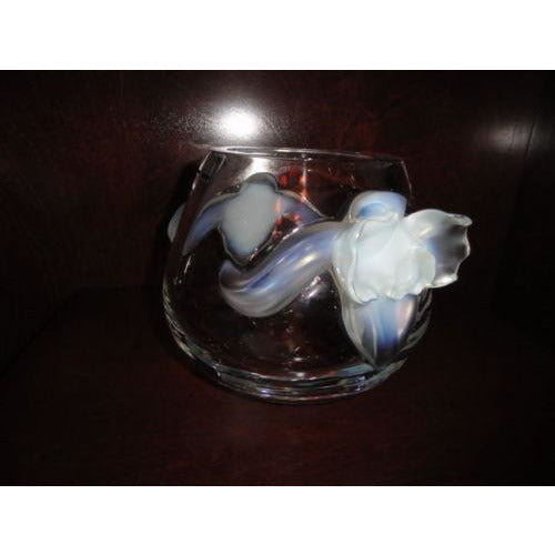 Lalique Crystal Orchidee Vase Clear - Opalescent Orchids in the original box