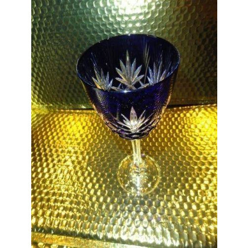 Faberge Odessa Cobalt Blue Hock Crystal Goblet without box