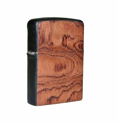 Brizard and Co. Zippo Lighter - Bubinga and Black Leather