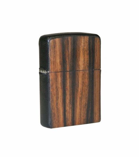 Brizard and Co. Zippo Lighter - Rosewood and Black Leather