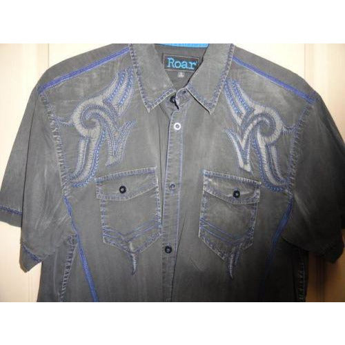 Men's Roar Signature Short  Sleeve Button Up Shirt Size Large