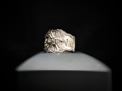 Opus X Custom Logo Silver Ring Size 11