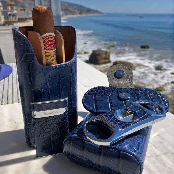 Brizard and Co. The "Sottile" Lighter - Indigo Croco Pattern