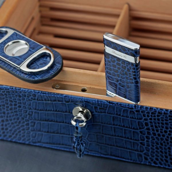 Brizard and Co. The "Sottile" Lighter - Indigo Croco Pattern