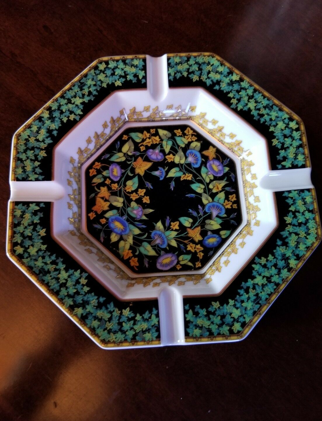 Rosenthal Versace Gold Ivy Ash Tray--Larger Size 9 inch