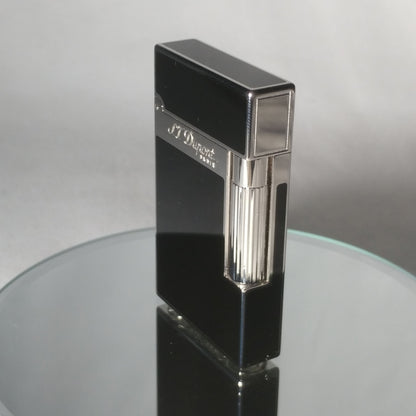 S.T.  Dupont  Black Chinese Lacquered Palladium Plated Ligne 2 Lighter