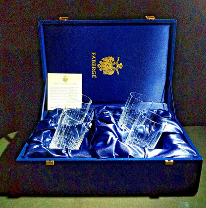 Faberge Atelier Clear Crystal Collection Tall Glasses  5 3/8" H x 2 3/4" W