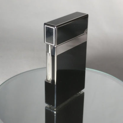 S.T.  Dupont  Black Chinese Lacquered Palladium Plated Ligne 2 Lighter