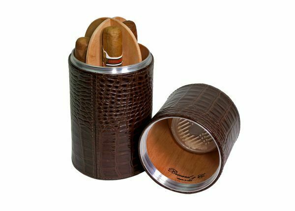 Brizard and Co. - The Cylinder Desk Humidor -Croco Pattern Tobacco