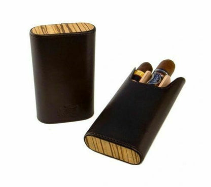 Brizard and Co. - The "Show Band" 3 Cigar Case - Sunrise Black and Zebrawood