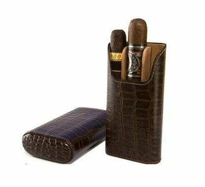 The Show Band 3 Cigar Case - Indigo Croco Pattern