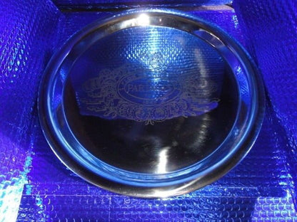 etched logo metal platter 15" diameter in the box