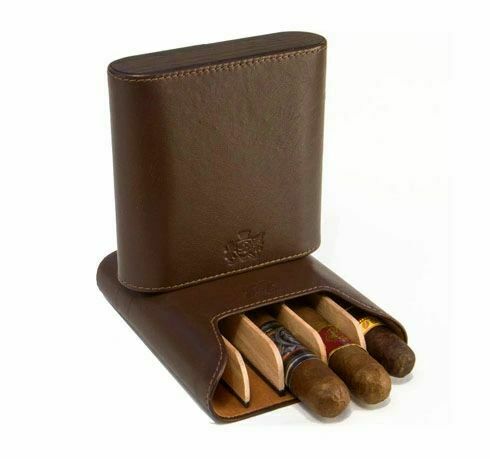 Brizard and Co- The "Show Band" 5 Cigar Case - Sunrise Coffee and Macassar Ebony