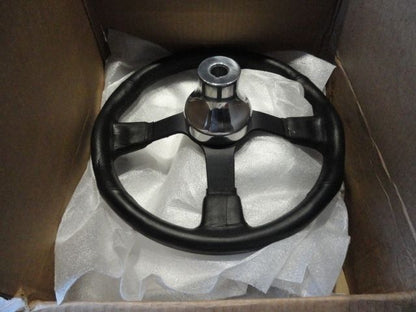 Marine Steering Wheel M521 Black Urethane Black Spoke & Billet Adaptor