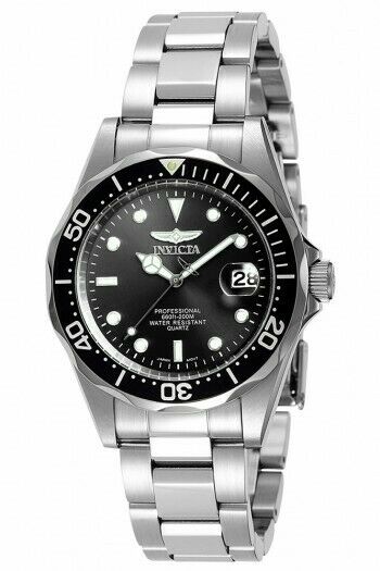 INVICTA PRO DIVER MEN'S QUARTZ 37.5MM STAINLESS STEEL CASE BLACK DIAL