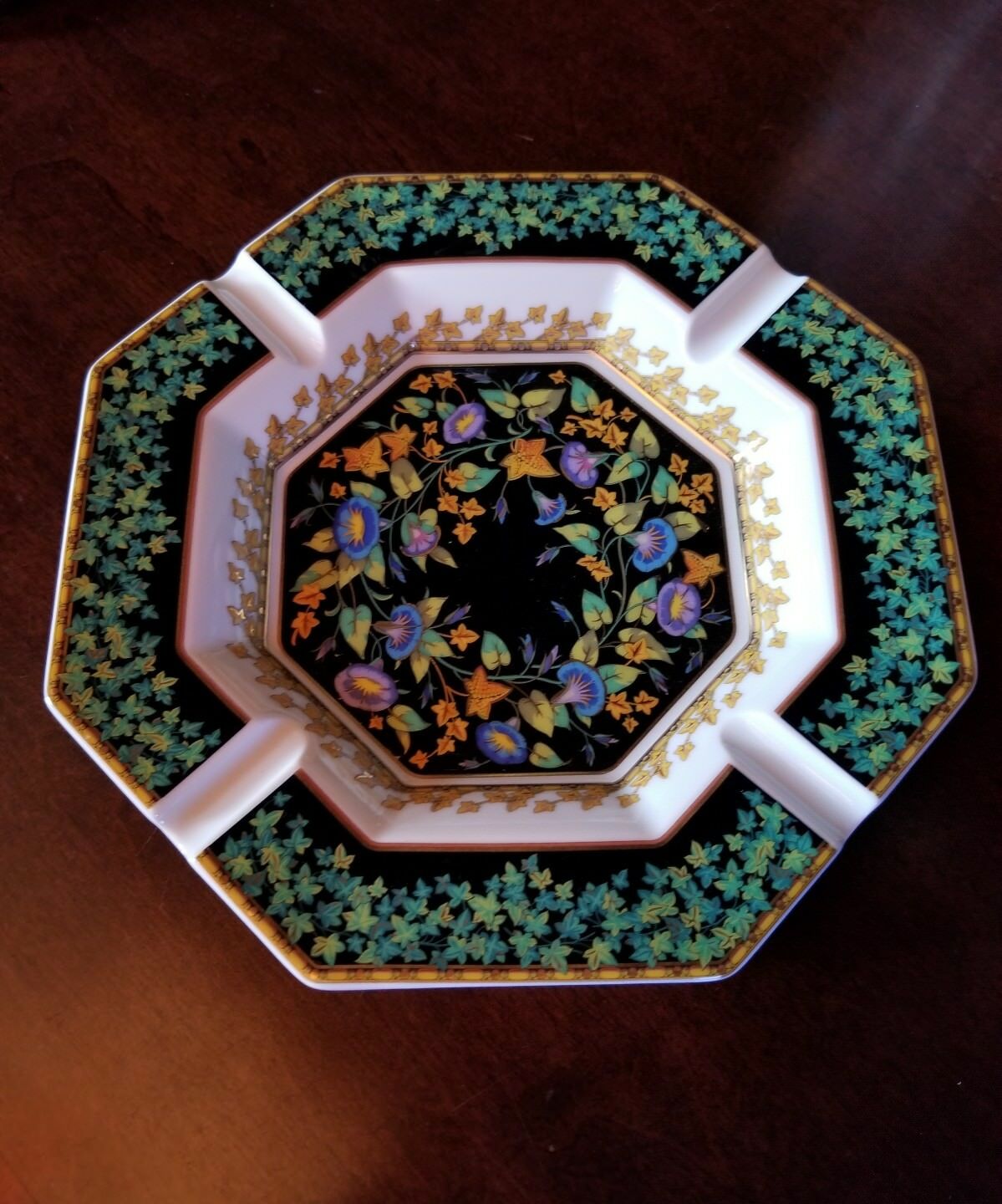 Rosenthal Versace Gold Ivy Ash Tray--Larger Size 9 inch