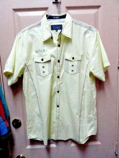 Men's Roar Signature Short  Sleeve Button Up Shirt Size Large