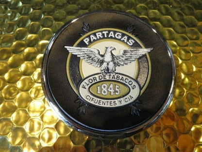 Partagas 1845  Logo Coaster Chrome edging with leather bottom