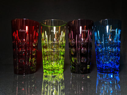 Faberge Crystal Colored Bubble Tall Glasses