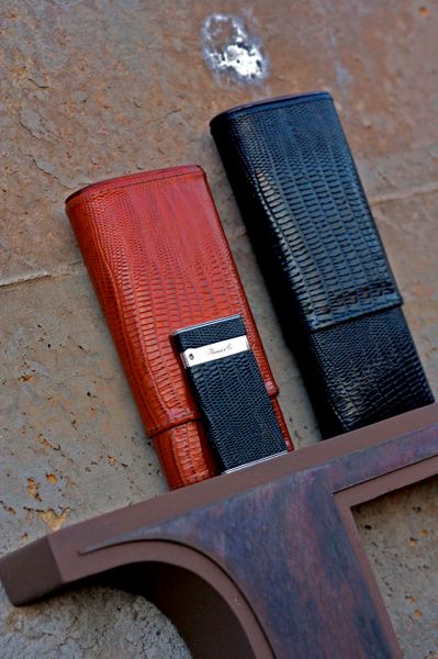 Brizard and Co. The "Sottile" Lighter - Lizard Pattern Black