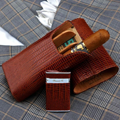 Brizard and Co. The "Sottile" Lighter - Lizard Pattern Havana