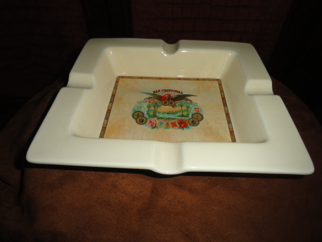 San Cristobal Ceramic Large Ashtray. 10" L x 9.25" W x 2" H