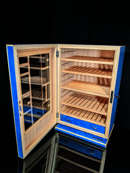 Elie Bleu Blue Madrona cabinet humidor 150 count