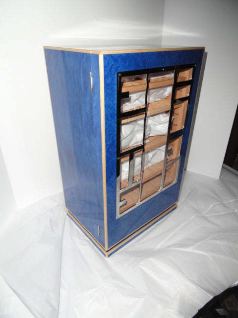 Elie Bleu Madrona Blue  Wood Cabinet Humidor 150 count