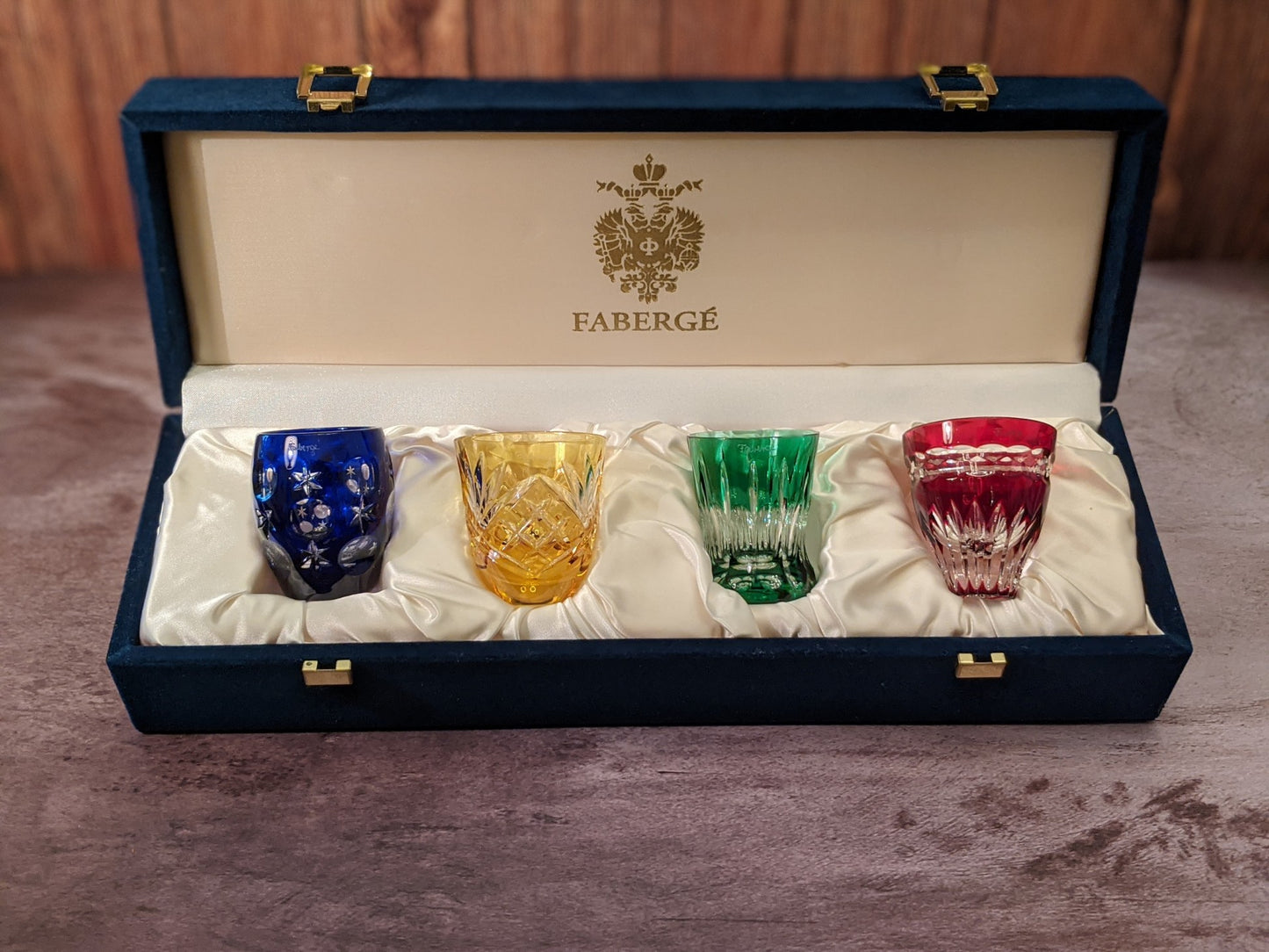 Faberge Odessa Crystal Colored Shot Glasses
