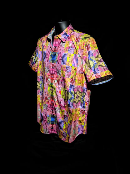 Robert Graham Riceboro Colorful Short Sleeve Shirt Size Large