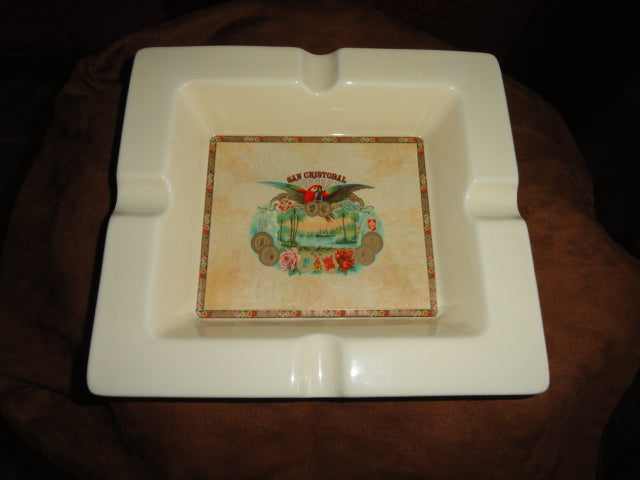 San Cristobal Ceramic Large Ashtray. 10" L x 9.25" W x 2" H