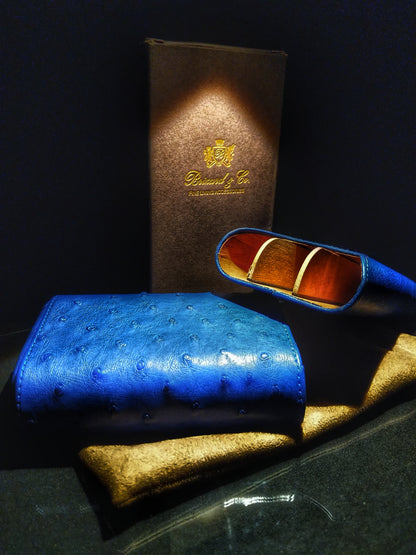 Brizard and Co Blue Ostrich Cigar Case