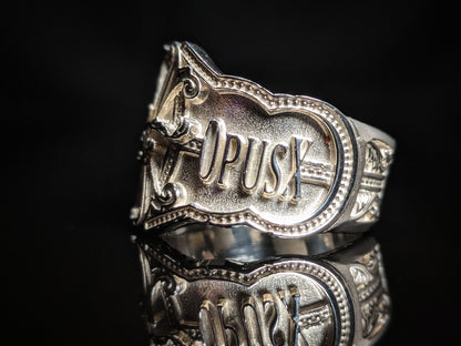 Opus X Custom Logo Silver Ring Size 11