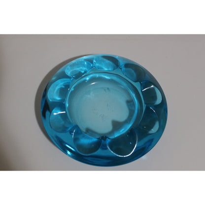 Blue Glass  Circular Ashtray