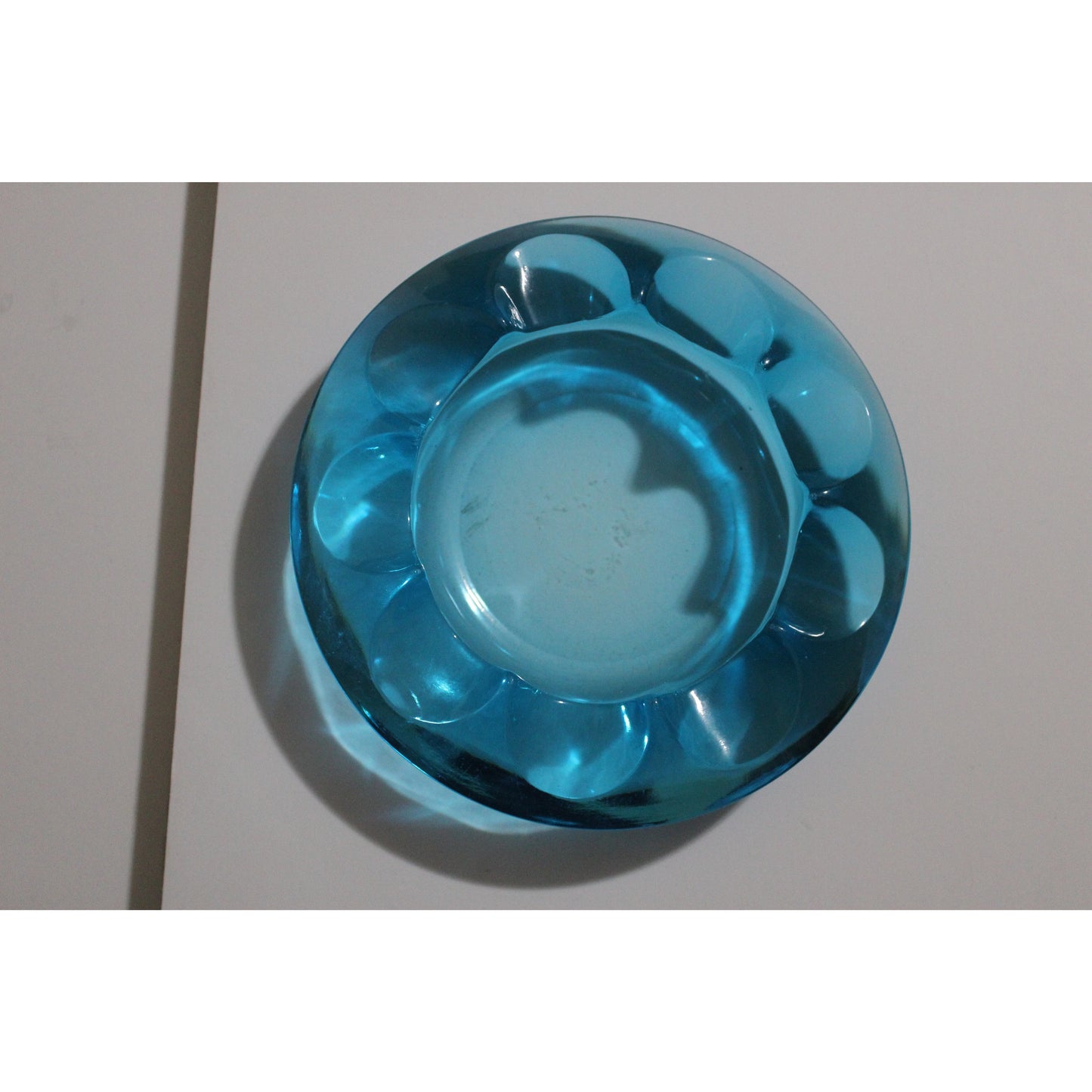 Blue Glass  Circular Ashtray