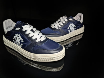 Roberto Cavalli Logo Navy Leather Sneakers