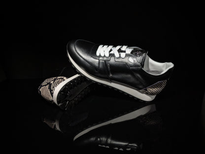 Roberto Cavalli  Snakeskin Embossed Leather Sneakers