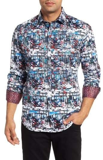 Robert Graham Larson Embroidered Medium-sized shirt